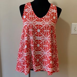 Coral & White Flowy Dressy Tank
